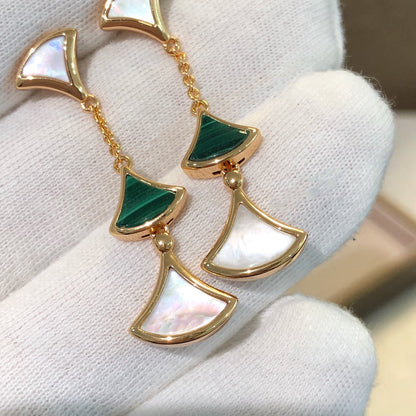 [Kincade Jewelrys] BOUCLES D'OREILLES DREAM 3 MOTIFS MALACHITE NACRE OR ROSE