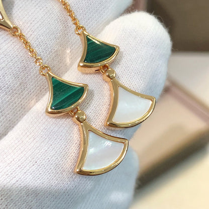 [Kincade Jewelrys] BOUCLES D'OREILLES DREAM 3 MOTIFS MALACHITE NACRE OR ROSE
