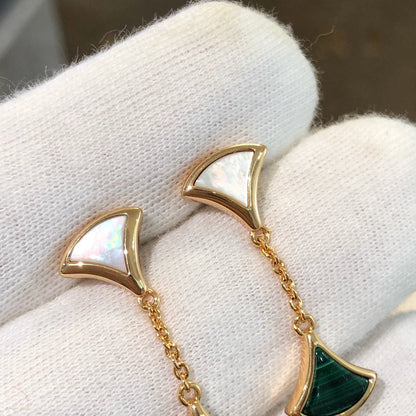 [Kincade Jewelrys] BOUCLES D'OREILLES DREAM 3 MOTIFS MALACHITE NACRE OR ROSE