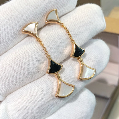 [Kincade Jewelrys] BOUCLES D'OREILLES DREAM 3 MOTIFS ONYX NACRE OR ROSE