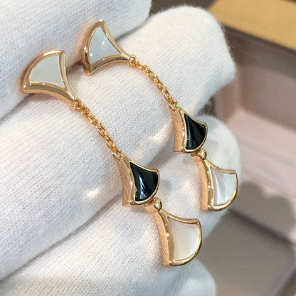 [Kincade Jewelrys] BOUCLES D'OREILLES DREAM 3 MOTIFS ONYX NACRE OR ROSE