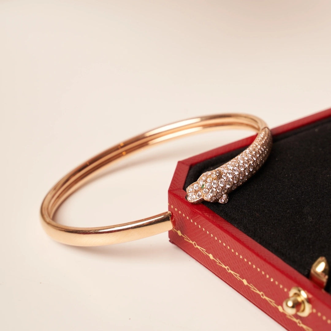 [Kincade Jewelrys] Bracelet ouvert Panthère en or rose et diamants