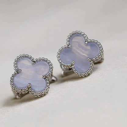 [Kincade Jewelrys]CLOVER MEDIUM 1 MOTIFS BOUCLES D'OREILLES EN NACRE BLANCHE ARGENT