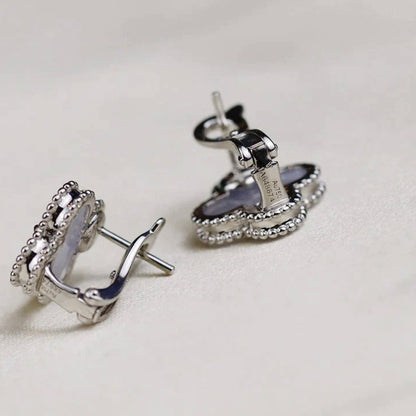 [Kincade Jewelrys]CLOVER MEDIUM 1 MOTIFS BOUCLES D'OREILLES EN NACRE BLANCHE ARGENT