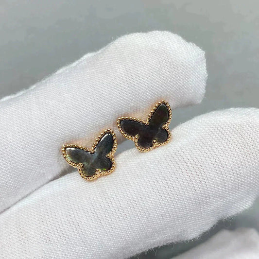 [Kincade Jewelrys]Boucles d'oreilles papillon en nacre foncée