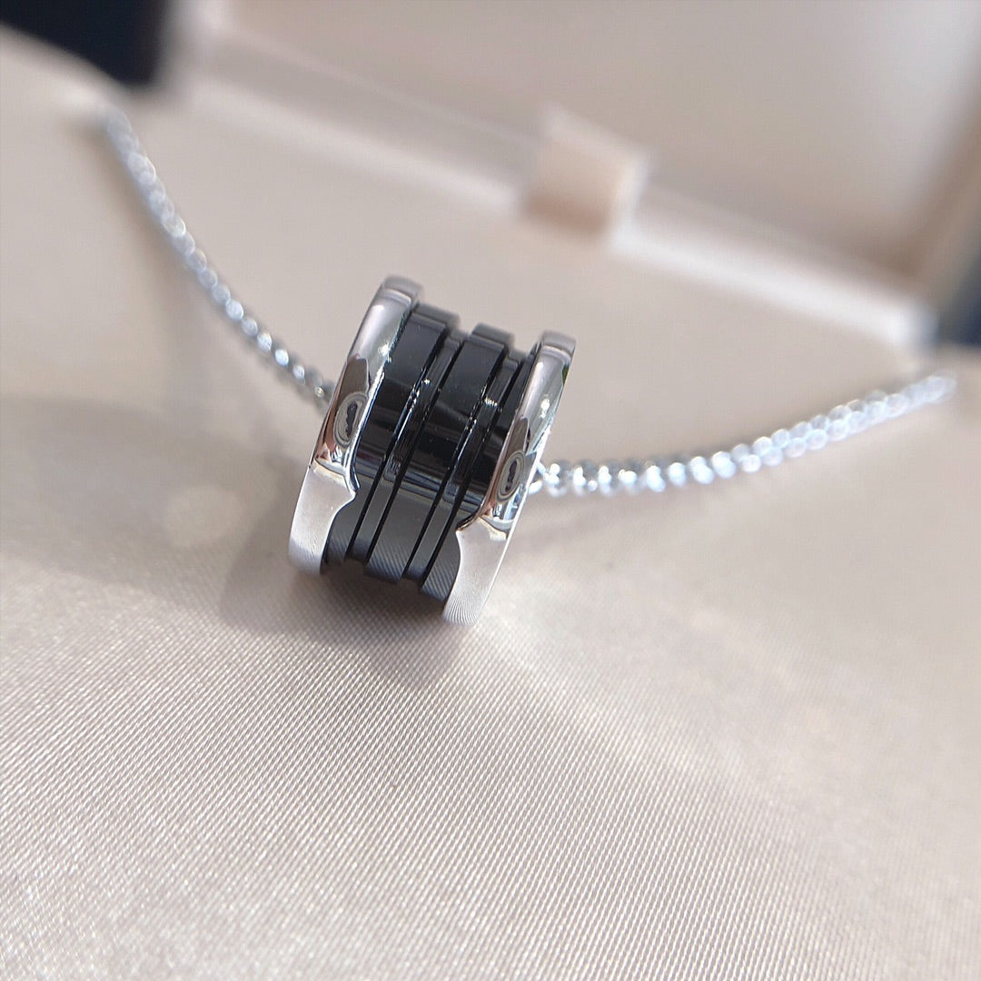 [Kincade Jewelrys]ZERO 1 BLACK CERAMIC SILVER NECKLACE