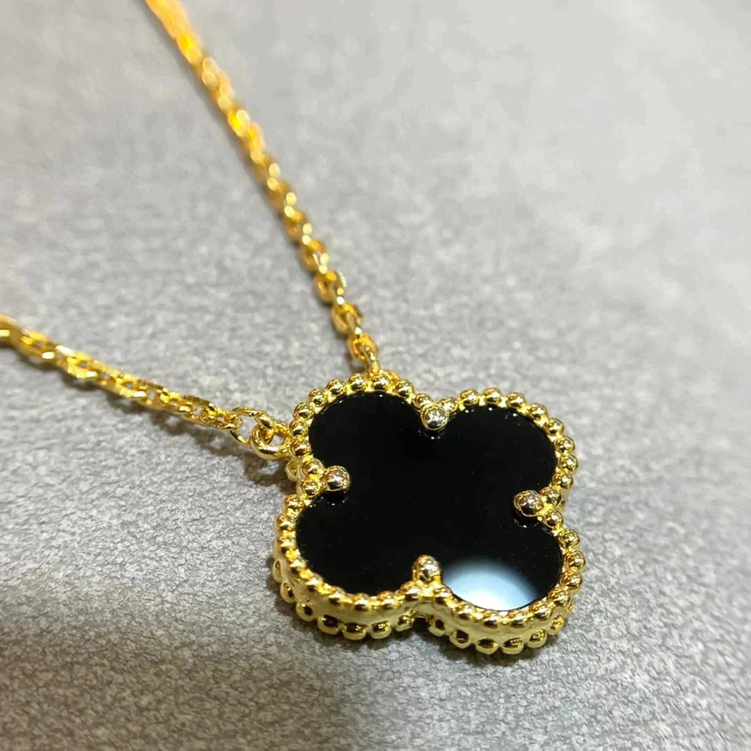 [Kincade Jewelrys] Collier à fleur unique en onyx noir 15 mm