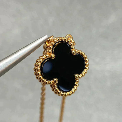 [Kincade Jewelrys] Collier à fleur unique en onyx noir 15 mm