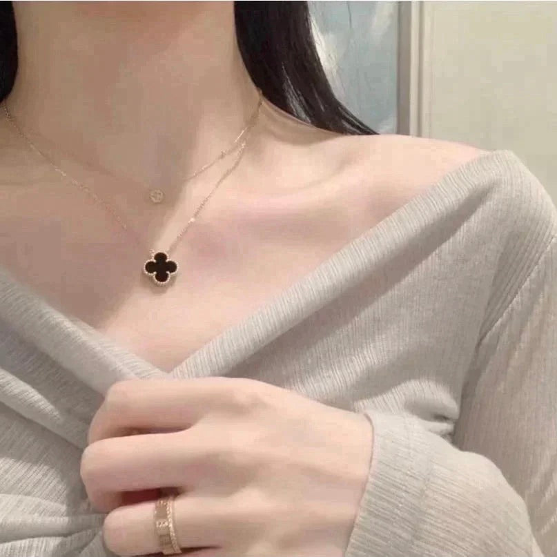 [Kincade Jewelrys] Collier à fleur unique en onyx noir 15 mm