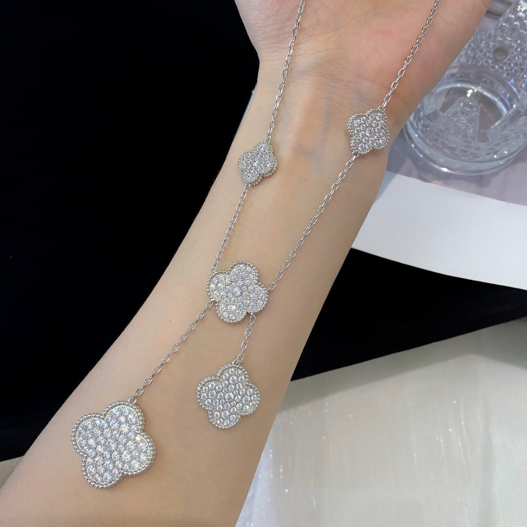 [Kincade Jewelrys] COLLIER TRÈFLE 5 MOTIFS ARGENT DIAMANTS