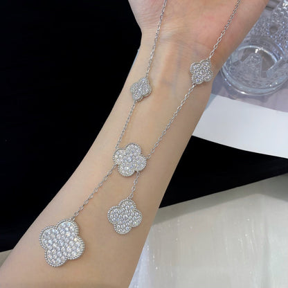 [Kincade Jewelrys] COLLIER TRÈFLE 5 MOTIFS ARGENT DIAMANTS