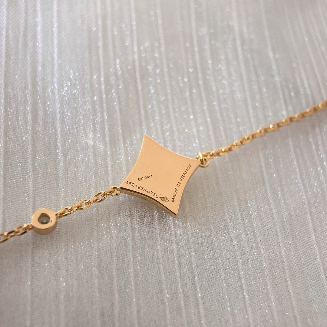 [Kincade Jewelrys] BRACELET CORNALINE OR ROSE DIAMANT COLOR STAR