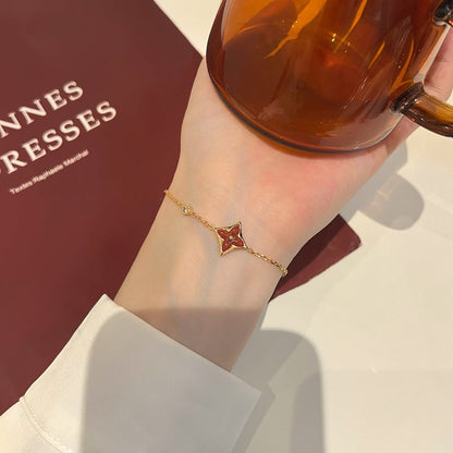 [Kincade Jewelrys] BRACELET CORNALINE OR ROSE DIAMANT COLOR STAR