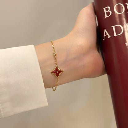 [Kincade Jewelrys] BRACELET CORNALINE OR ROSE DIAMANT COLOR STAR