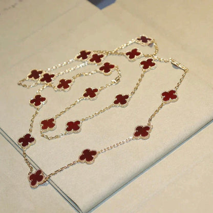 [Kincade Jewelrys] COLLIER CORNALINE À 20 MOTIFS DE TRÈFLE