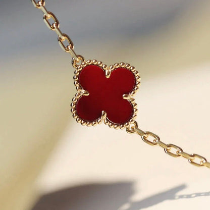 [Kincade Jewelrys] COLLIER CORNALINE À 20 MOTIFS DE TRÈFLE