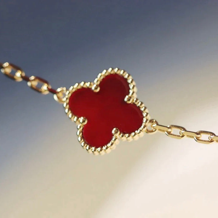 [Kincade Jewelrys] COLLIER CORNALINE À 20 MOTIFS DE TRÈFLE