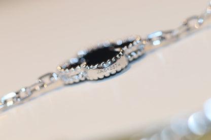 [Kincade Jewelrys]CLOVER 20 MOTIFS ONYX DIAMOND SILVER