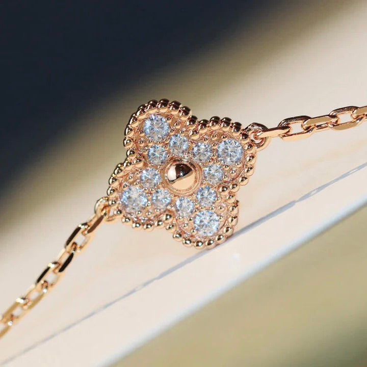 [Kincade Jewelrys]CLOVER 20 MOTIFS DARK MOP DIAMOND  NECKLACE