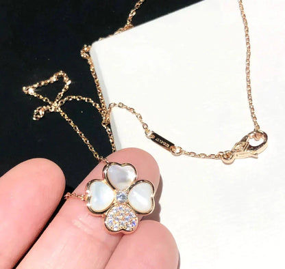 [Kincade Jewelrys]CLOVER MOP DIAMOND ROSE GOLD NECKLACE