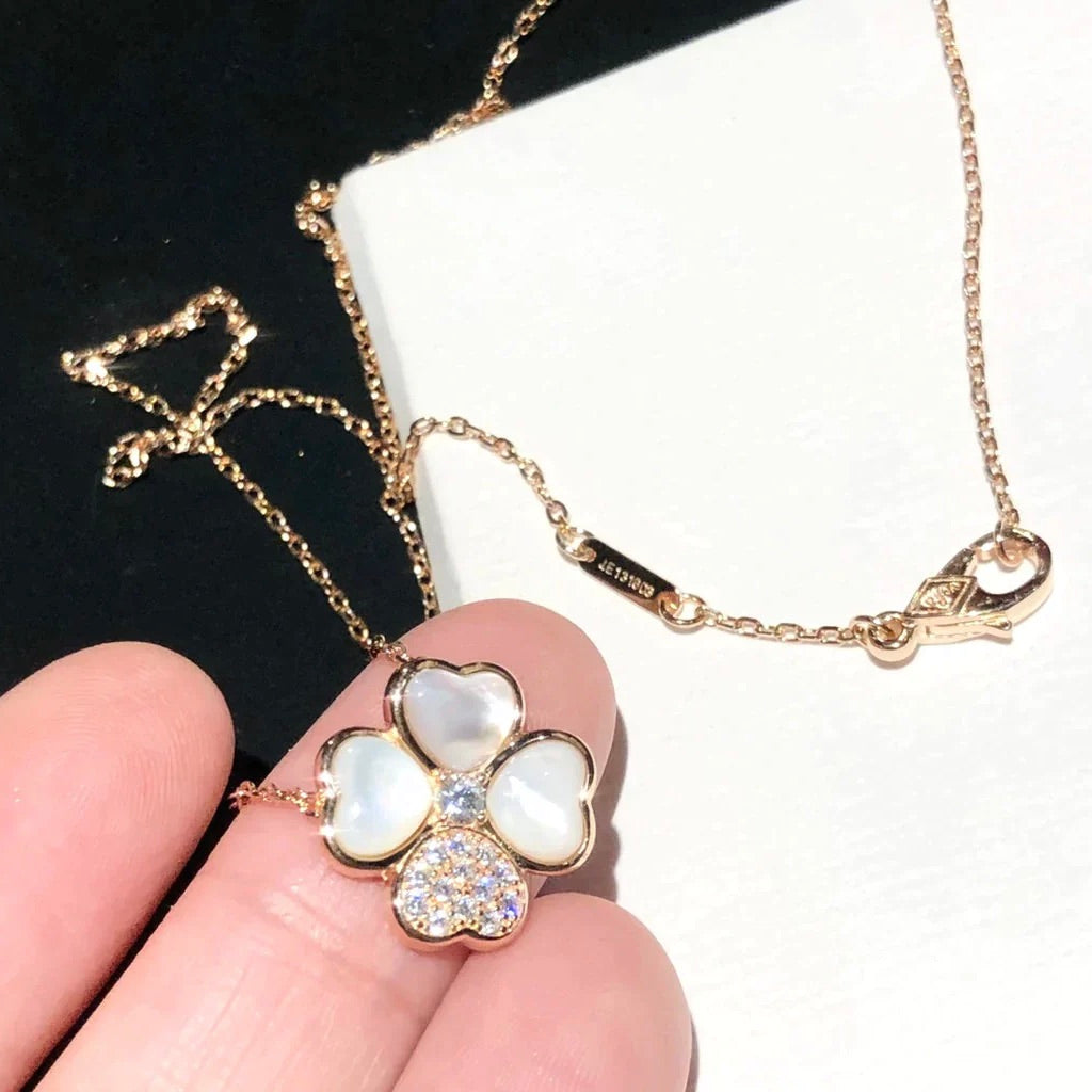 [Kincade Jewelrys]CLOVER MOP DIAMOND ROSE GOLD NECKLACE