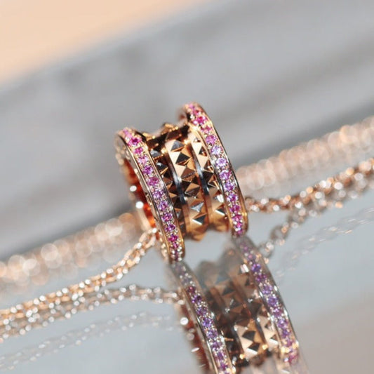 [Kincade Jewelrys] Collier en or rose et diamants roses Zero 1 Rock