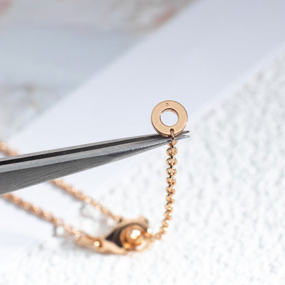 [Kincade Jewelrys] Collier en céramique blanche et diamants ZERO 1, or rose