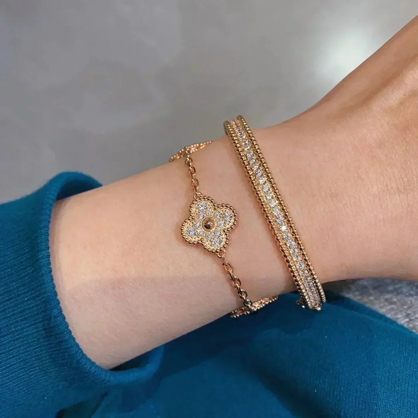 [Kincade Jewelrys] BRACELET TRÉFLE 5 MOTIFS EN DIAMANTS
