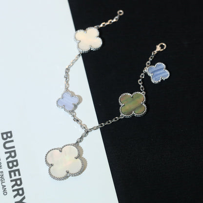 [Kincade Jewelrys]CLOVER BRACELET 5 MOTIFS MOP CHALCEDONY SILVER