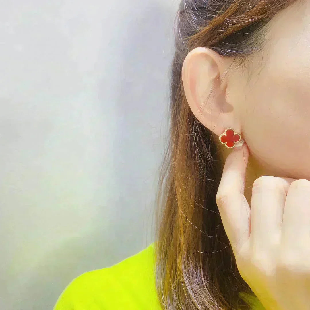 [Kincade Jewelrys]CLOVER MEDIUM 1 MOTIFS CARNELIAN  EARRINGS