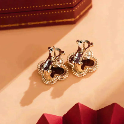 [Kincade Jewelrys]CLOVER MEDIUM 1 MOTIFS CARNELIAN  EARRINGS