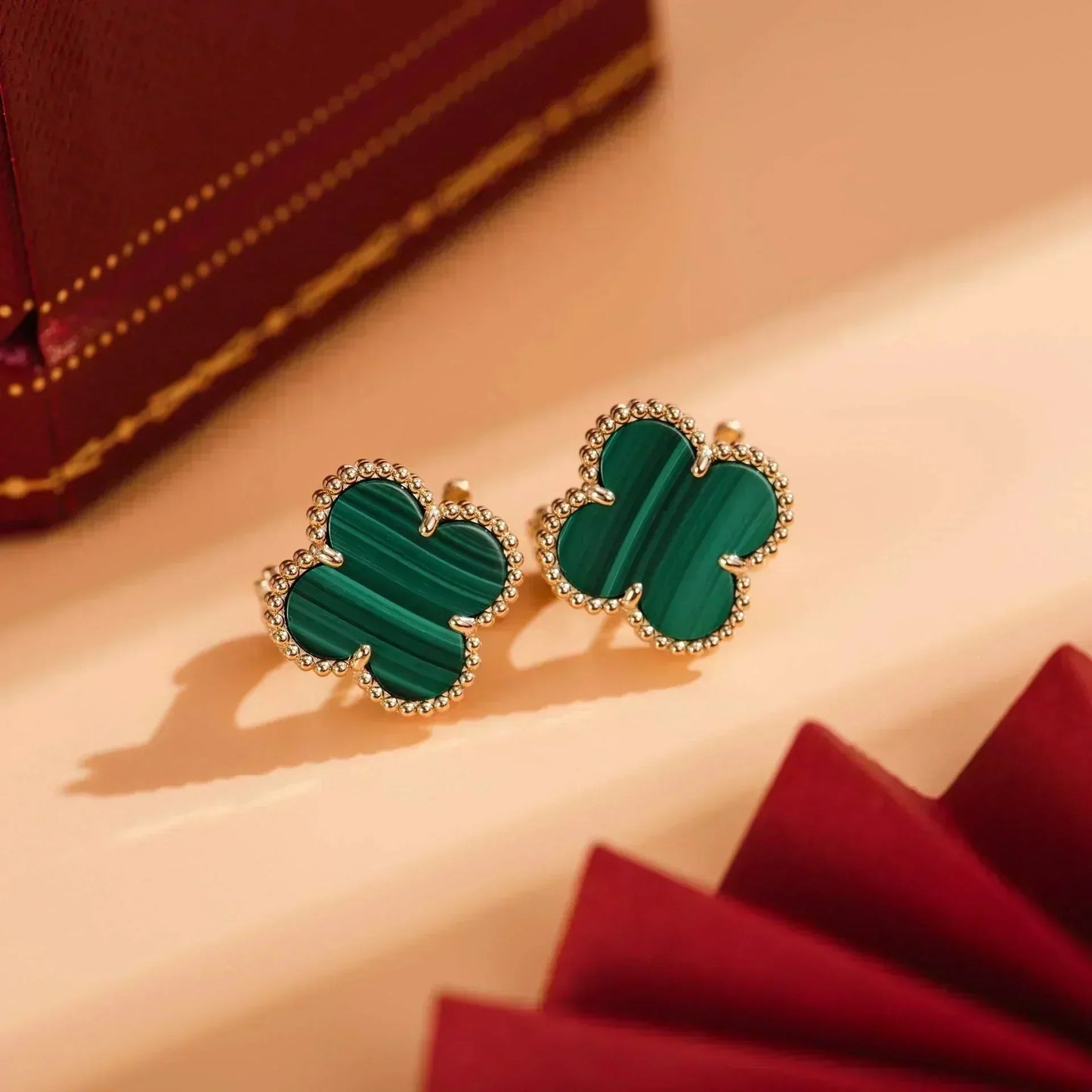 [Kincade Jewelrys]Boucles d'oreilles CLOVER Medium 1 Motif Malachite