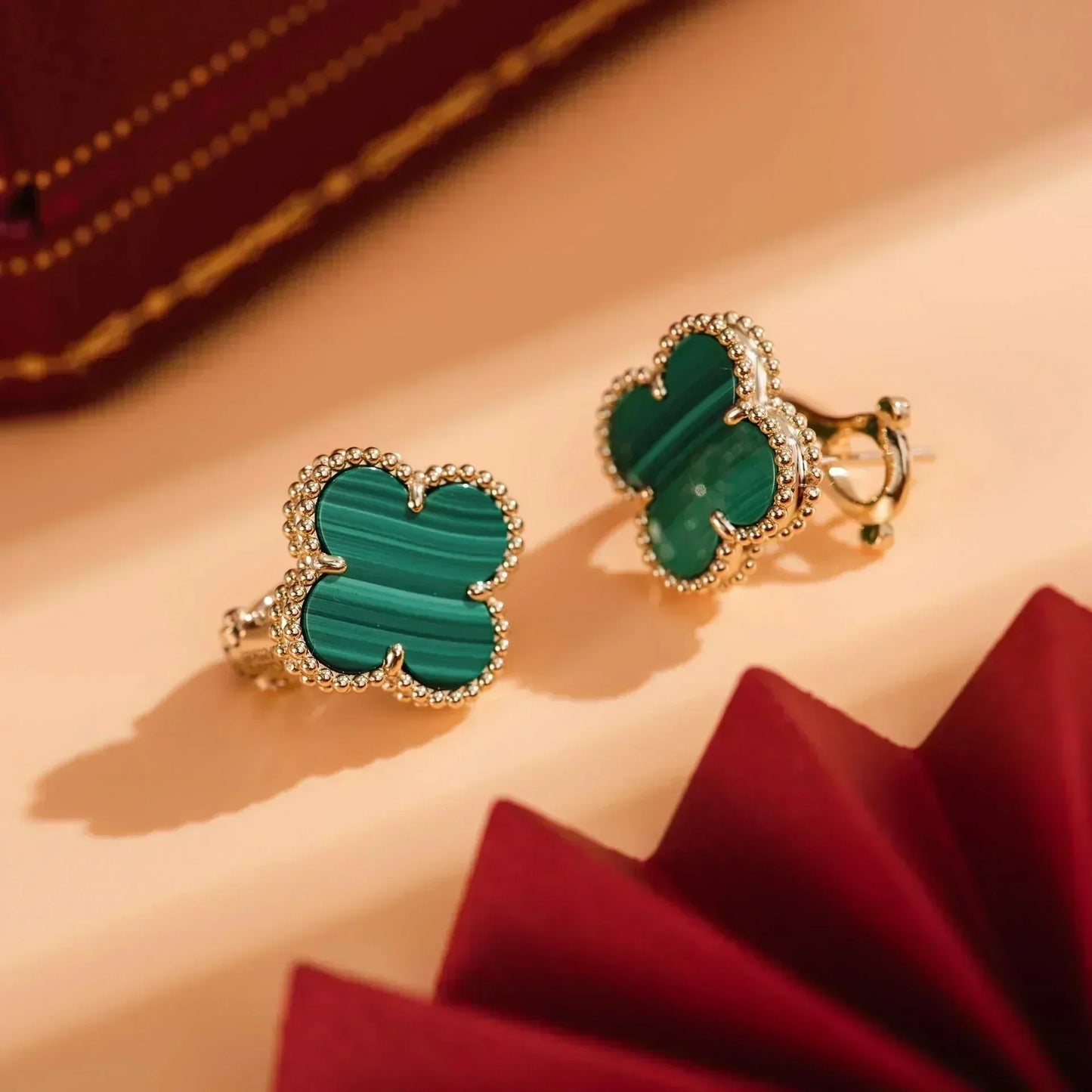 [Kincade Jewelrys]Boucles d'oreilles CLOVER Medium 1 Motif Malachite