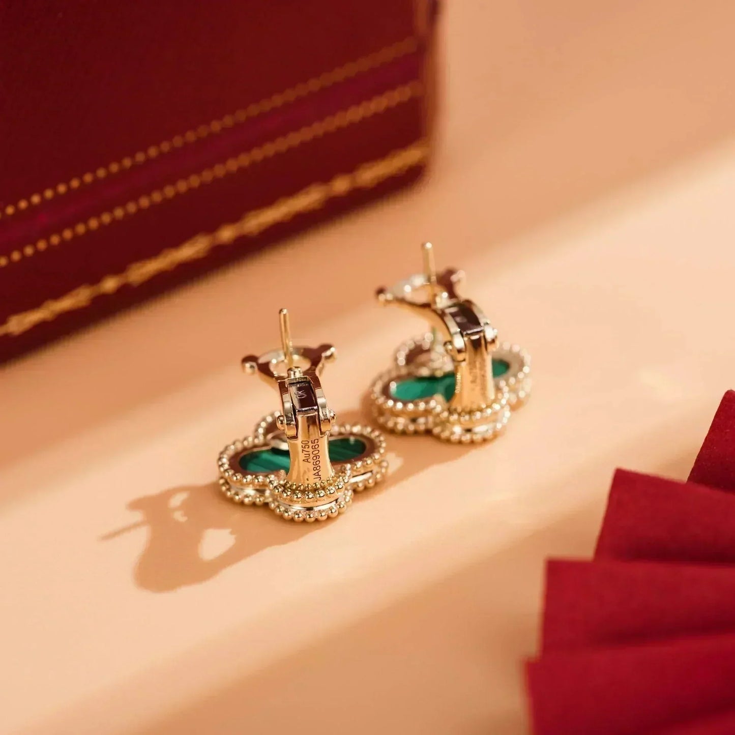 [Kincade Jewelrys]Boucles d'oreilles CLOVER Medium 1 Motif Malachite