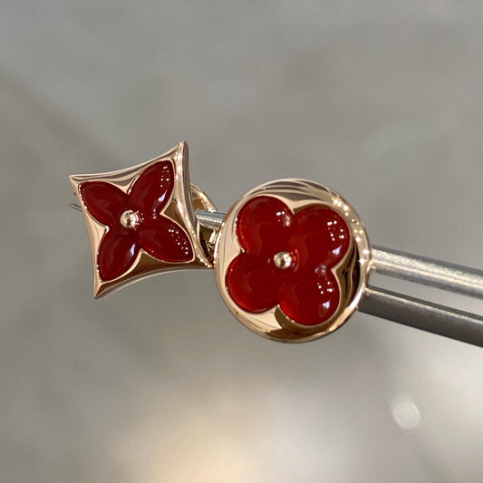 [Kincade Jewelrys]Boucles d'oreilles à tige en or rose et cornaline, étoiles et soleil