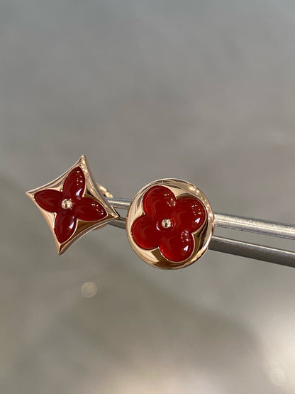 [Kincade Jewelrys]Boucles d'oreilles à tige en or rose et cornaline, étoiles et soleil