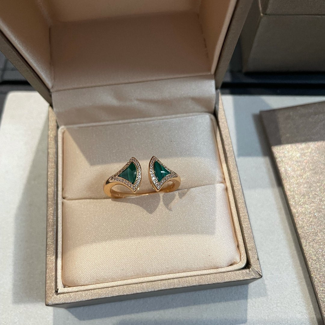 [Kincade Jewelrys]DREAM MALACHITE DIAMOND OPEN RING