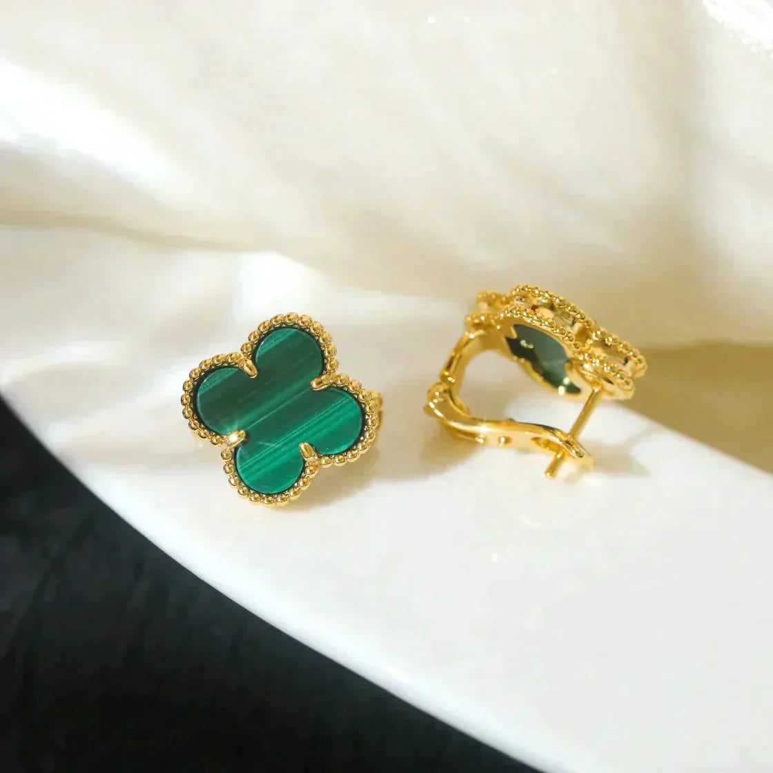 [Kincade Jewelrys]Boucles d'oreilles CLOVER Medium 1 Motif Malachite