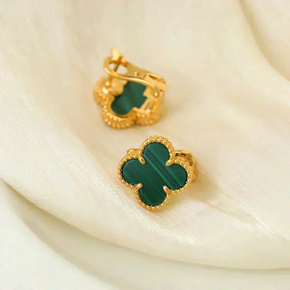 [Kincade Jewelrys]Boucles d'oreilles CLOVER Medium 1 Motif Malachite