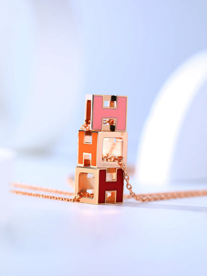 [Kincade Jewelrys]H CAGE PINK GOLD NECKLACE
