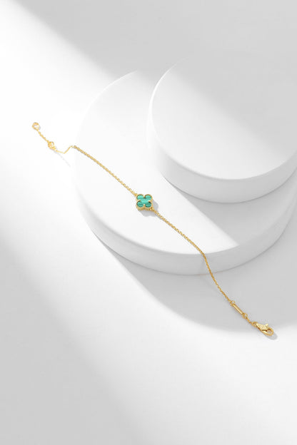 [Kincade Jewelrys]CLOVER BRACELET MALACHITE 1 MOTIF