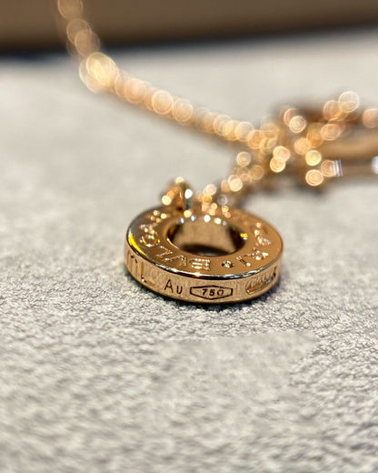 [Kincade Jewelrys]DREAM MOP DIAMOND PAVED PINK GOLD NECKLACE
