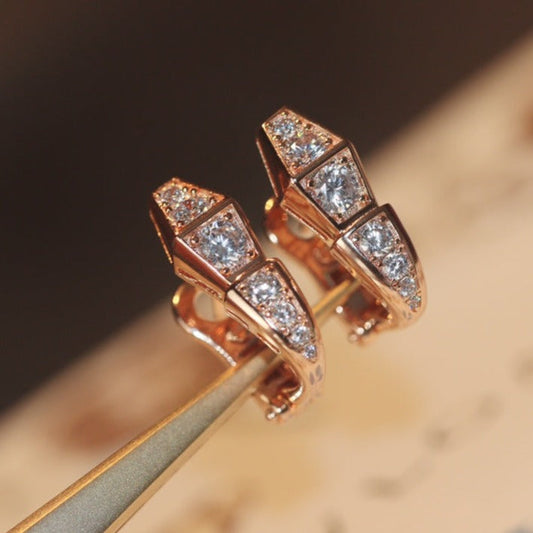 [Kincade Jewelrys]Boucles d'oreilles serpent en or rose et diamants