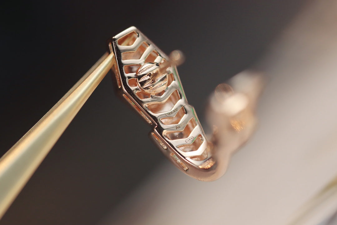 [Kincade Jewelrys]SERPENT PINK GOLD DIAMOND EARRINGS