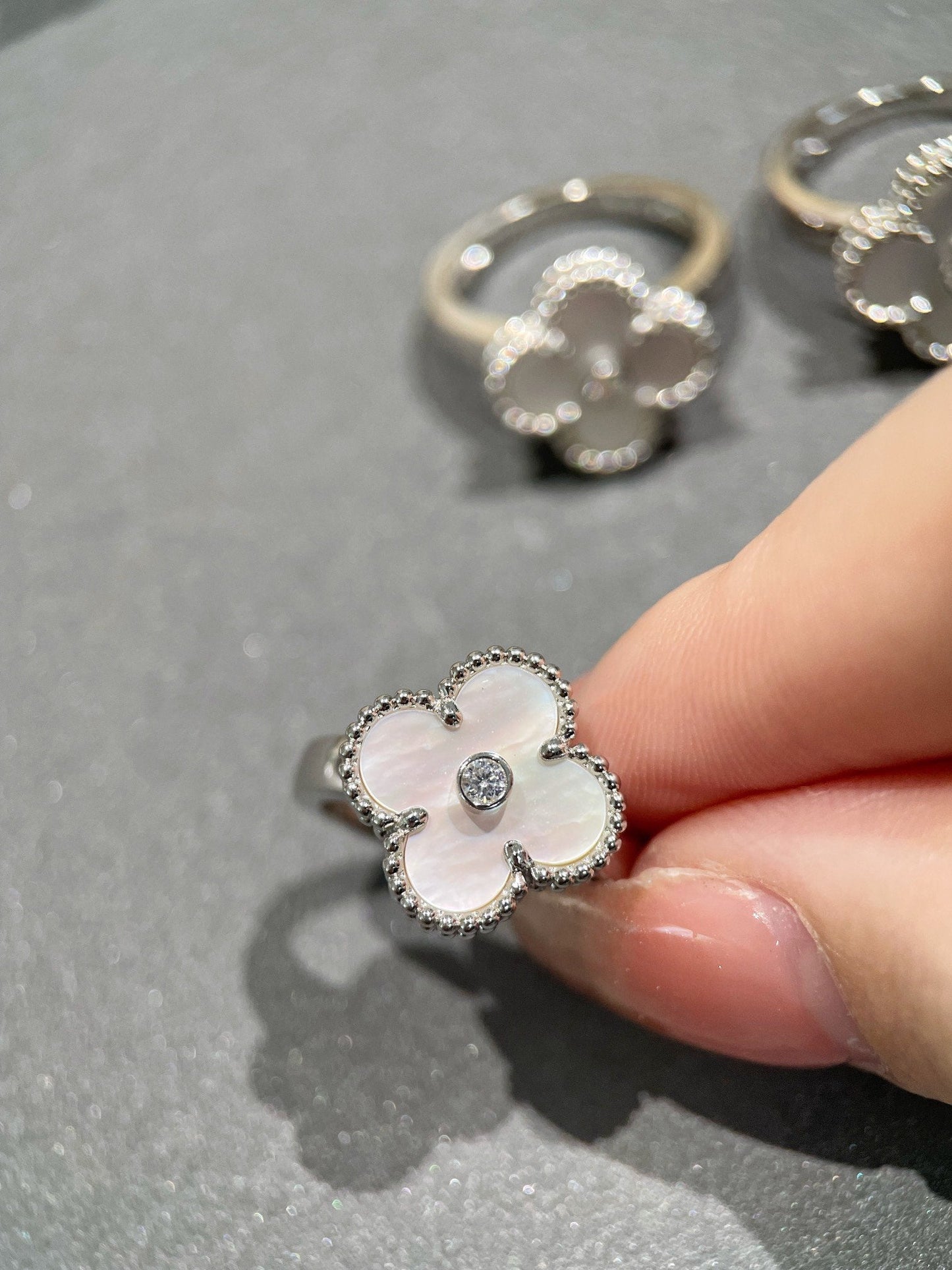 [Kincade Jewelrys]CLOVER SILVER MOP DIAMOND RING