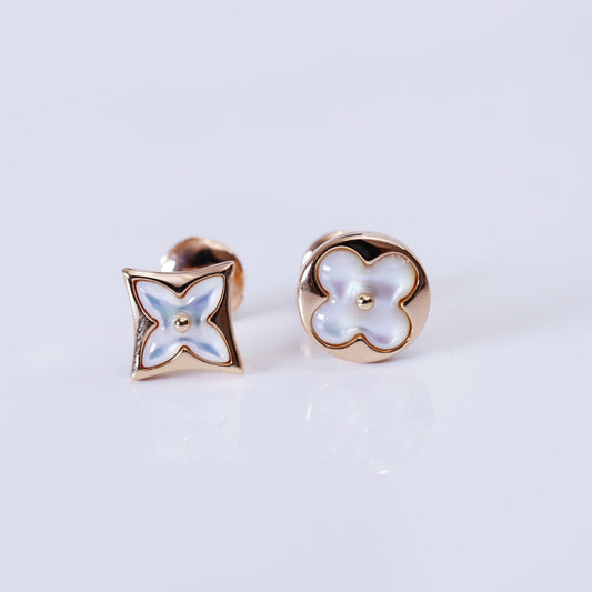 [Kincade Jewelrys]Boucles d'oreilles clous en or rose avec étoile et soleil