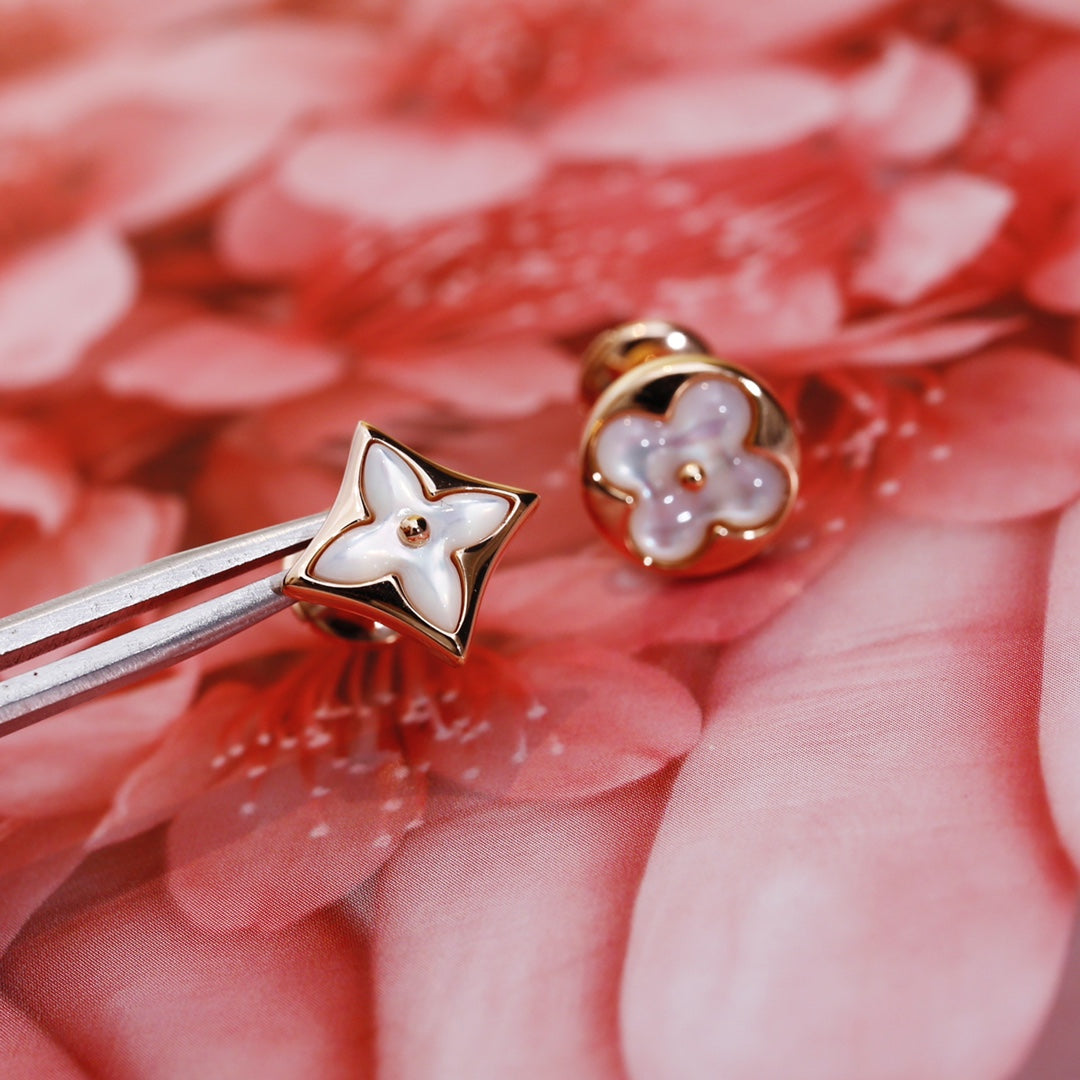 [Kincade Jewelrys]STAR AND SUN PINK GOLD MOP STUD EARRINGS