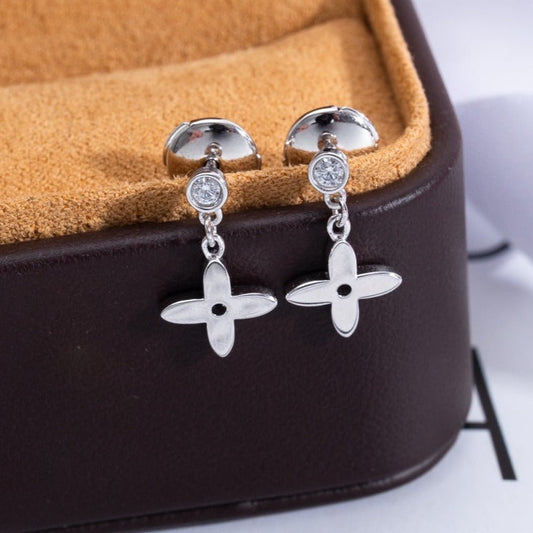 [Kincade Jewelrys]Boucles d'oreilles pendantes miniatures en argent et diamants VIDYLLE