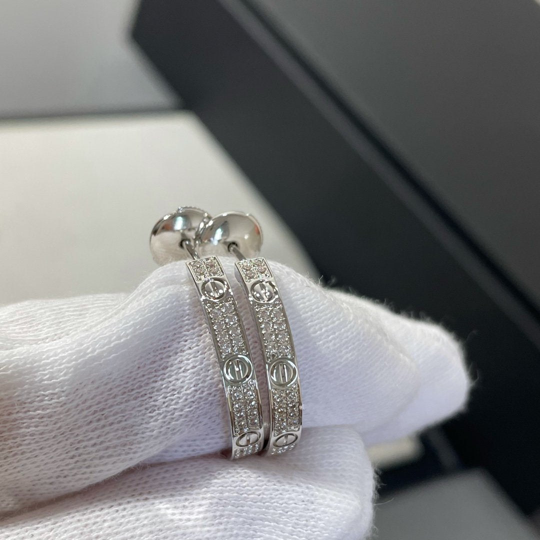[Kincade Jewelrys]Boucles d'oreilles créoles Love Diamond en argent