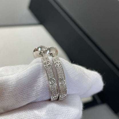 [Kincade Jewelrys]Boucles d'oreilles créoles Love Diamond en argent